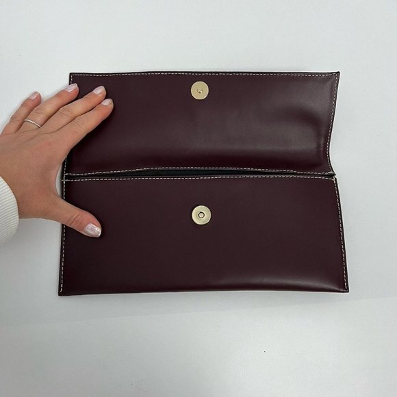Vittoria Napoli Bordeaux Genuine Leather Clutch Bordeaux Magnetic closure - Picture 6 of 9